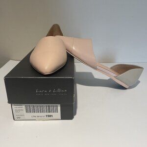 LARA & LILLIAN Leather Flats Women's Size 9M Salmon Calf Slip On Pointed Toe New